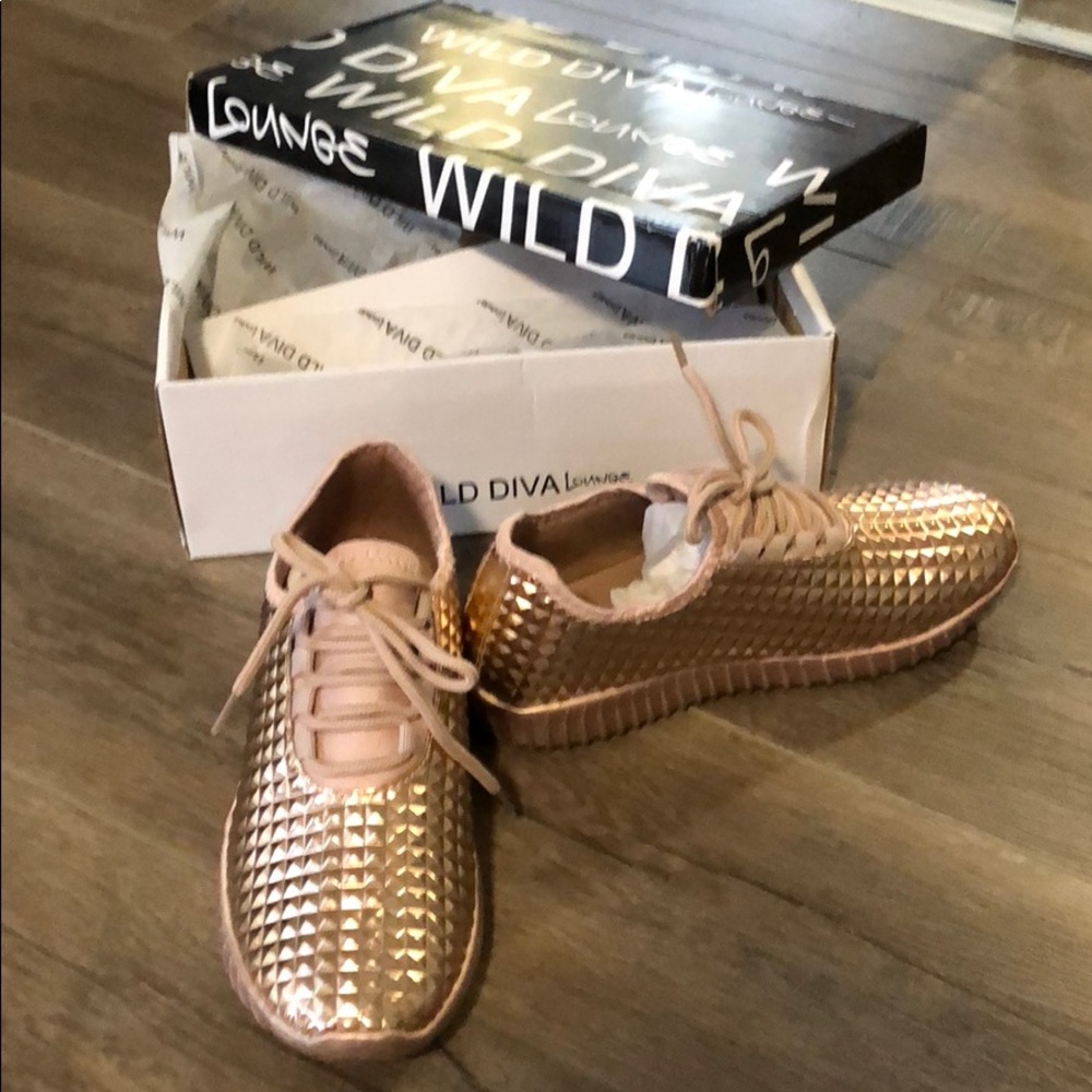 Brand new rose gold metallic sneakers